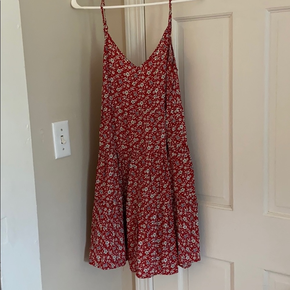 Red and white floral dress!